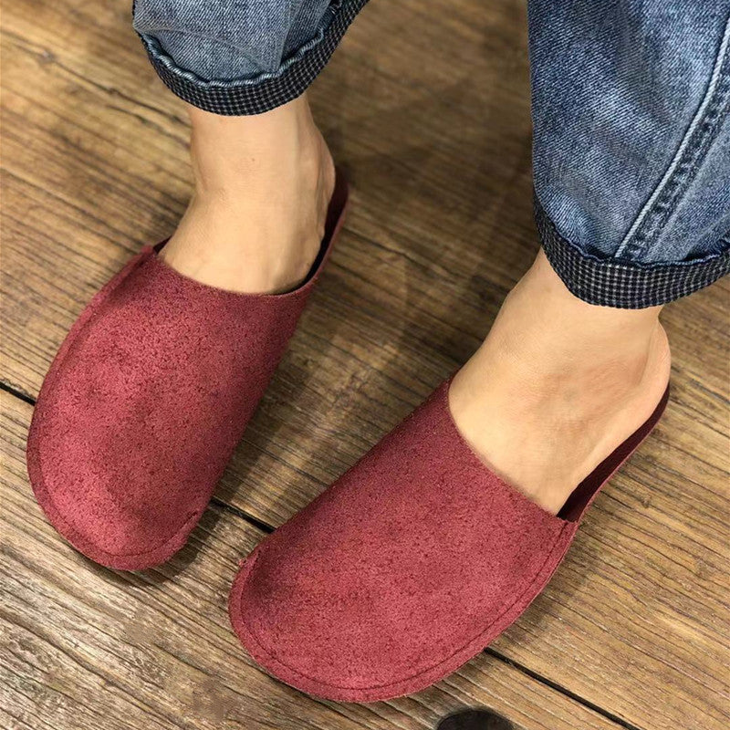 Women's Leather Minimalist Slant Cut Comfort Mule Shoes