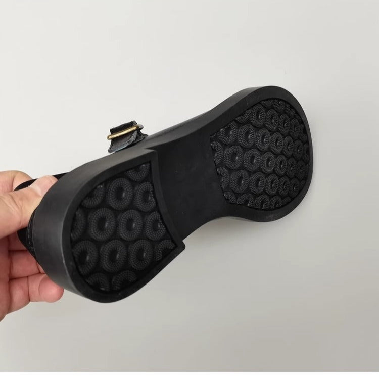 Wide Toe Box Daily Cute Genuine Leather Mary Jane Round Toe Flat Uniform Shoes