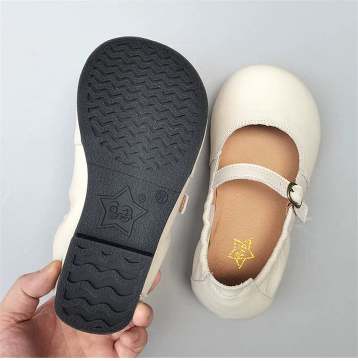 Women's Genuine Leather Wide Toe Mary Jane Shoes – Breathable Anti-Slip Flat Flats for Wide Feet & Bunions