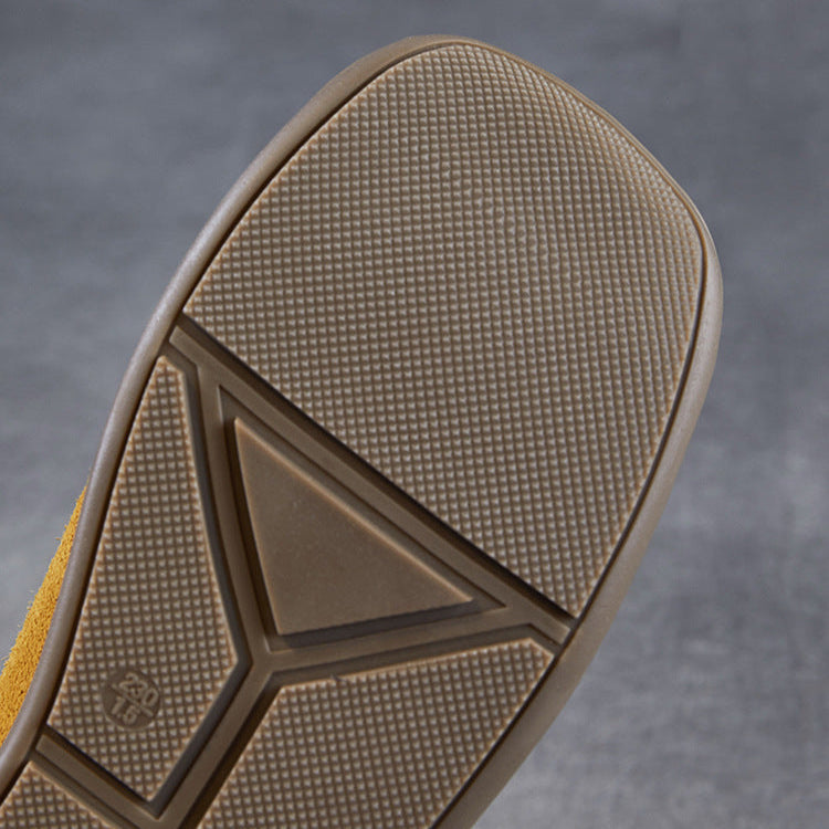 Women's Minimalist Nubuck Mules - Round-Toe Flat with Slip-On Ease