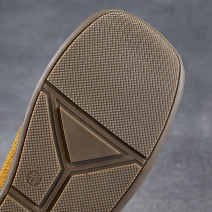 Women's Minimalist Nubuck Mules - Round-Toe Flat with Slip-On Ease