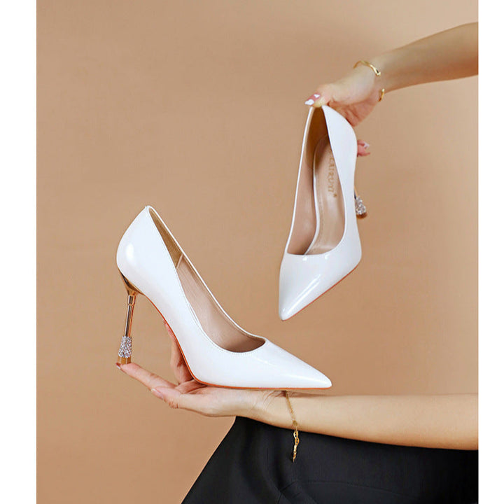 Women's Patent Leather Pointed Toe Stiletto Heels Pumps