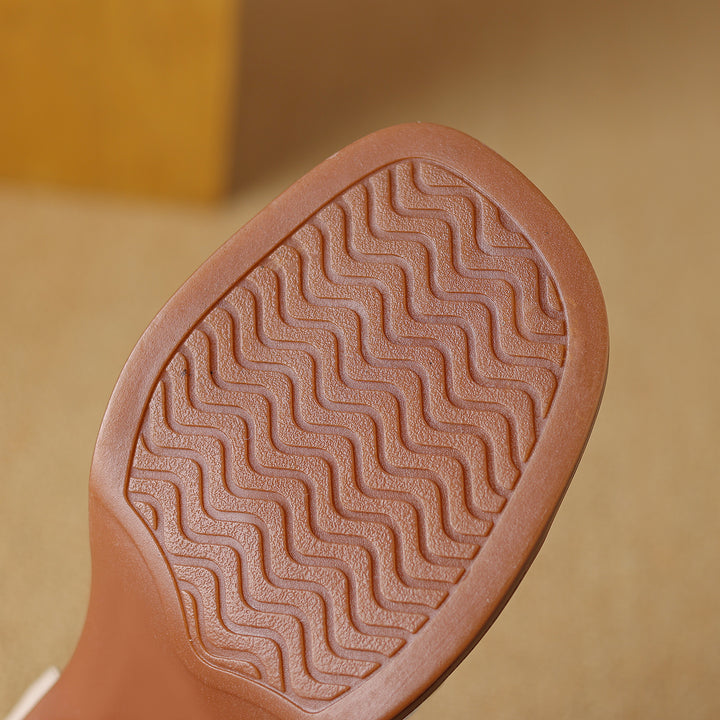 Women's Retro Leather Open-Toe Block Heel Sandals – Vintage Style