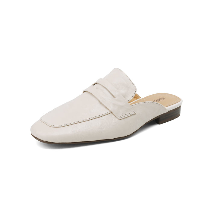 Womens Handmade Vintage Preppy Style Comfort Flat Mule Shoes