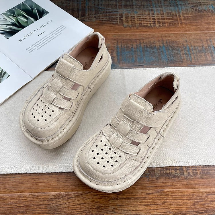 Women's Ugly-Cute Chunky Leather Sandals – Summer Cut-Out & Breathable Design