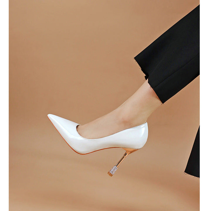 Women's Patent Leather Pointed Toe Stiletto Heels Pumps