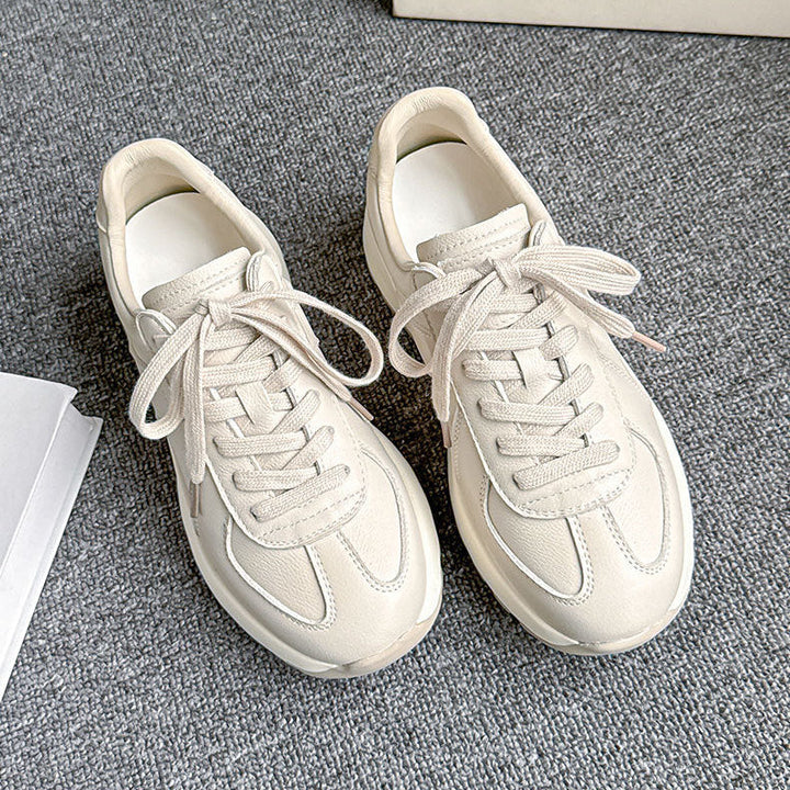 Women’s Leather Platform Sneakers – Lace-Up Casual Style