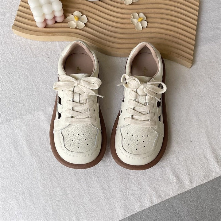 Women's Comfortable Cut-Out Leather Sneaker Sandals – Flat & Casual Everyday Style