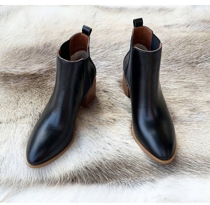 Women's Classic Chelsea Boots – Pointed Toe with Block Heel