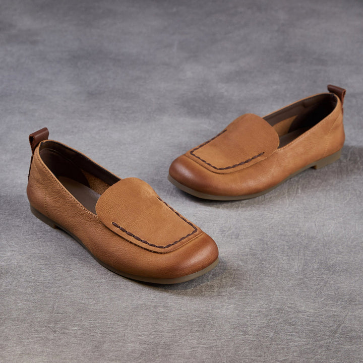 Women's Leather Soft-Sole Retro Casual Flats — Everyday Walking Shoes