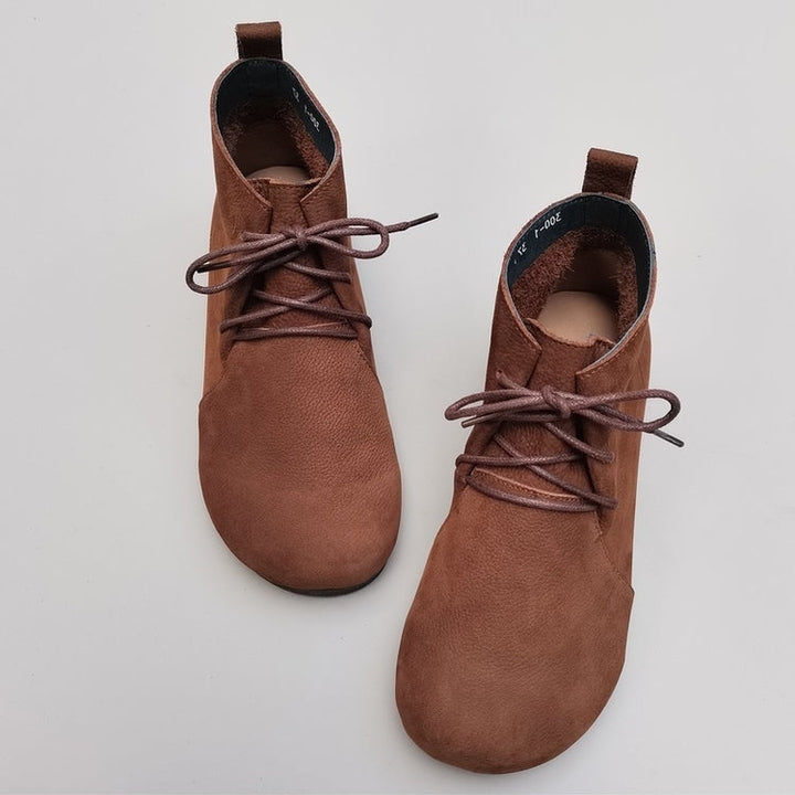 Genuine Leather Breathable Retro Flat Soft High Top Women's Boots