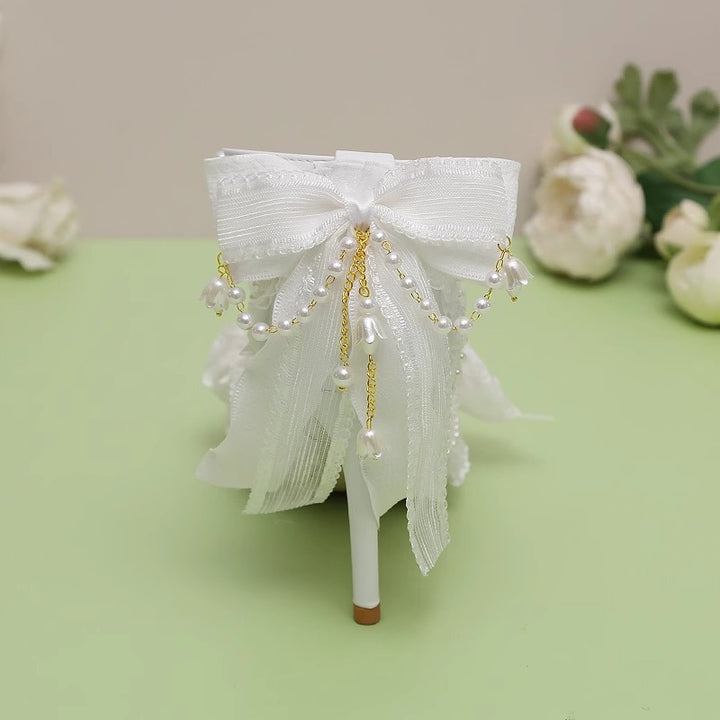 Lily of the valley Elegant Elf Fairy Princess Wedding High Heels - White