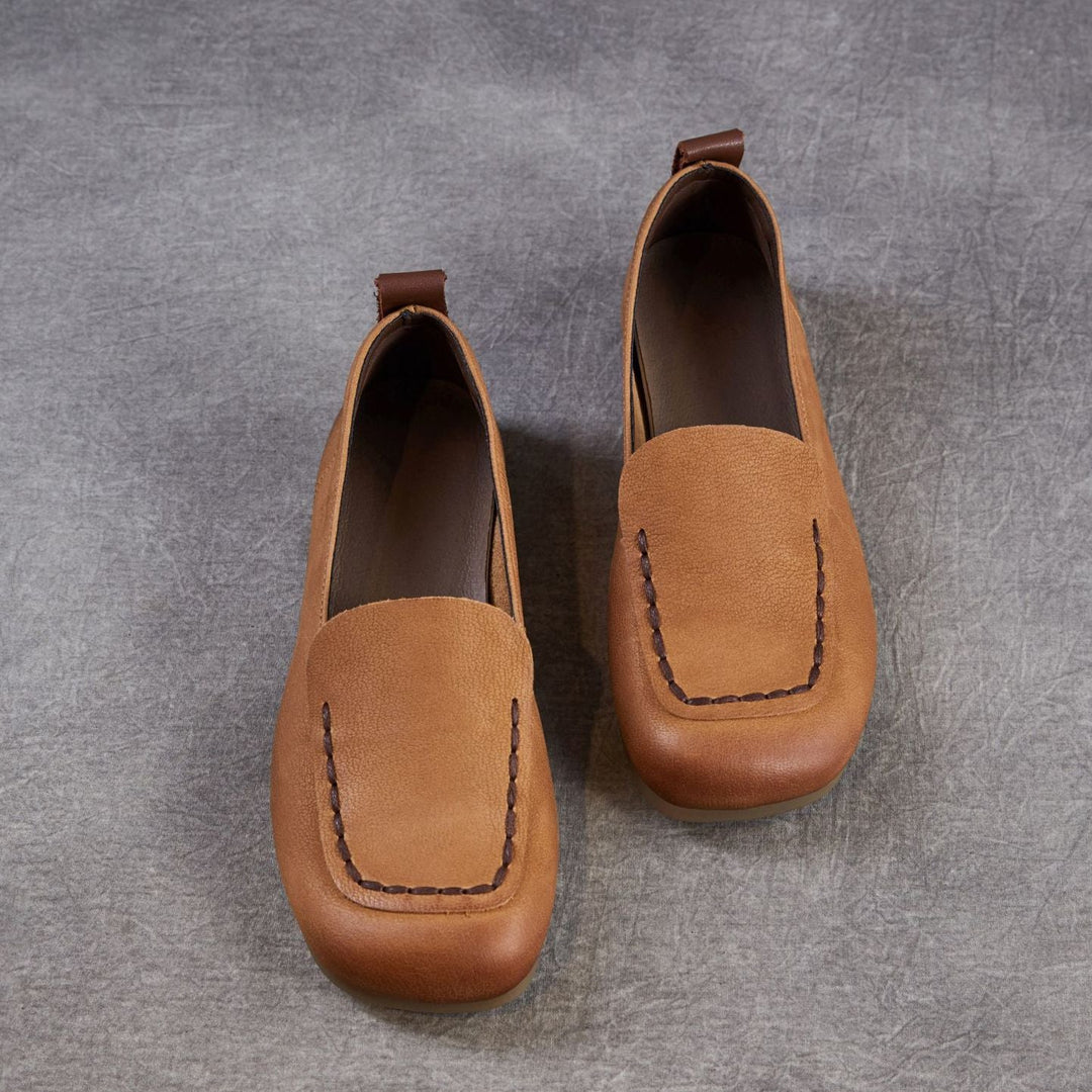 Women's Leather Soft-Sole Retro Casual Flats — Everyday Walking Shoes