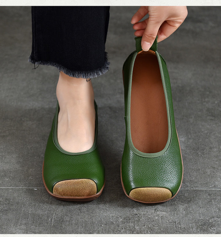 Comfortable Women's Slip-On Square-Toe Flats – Soft Casual Shoes