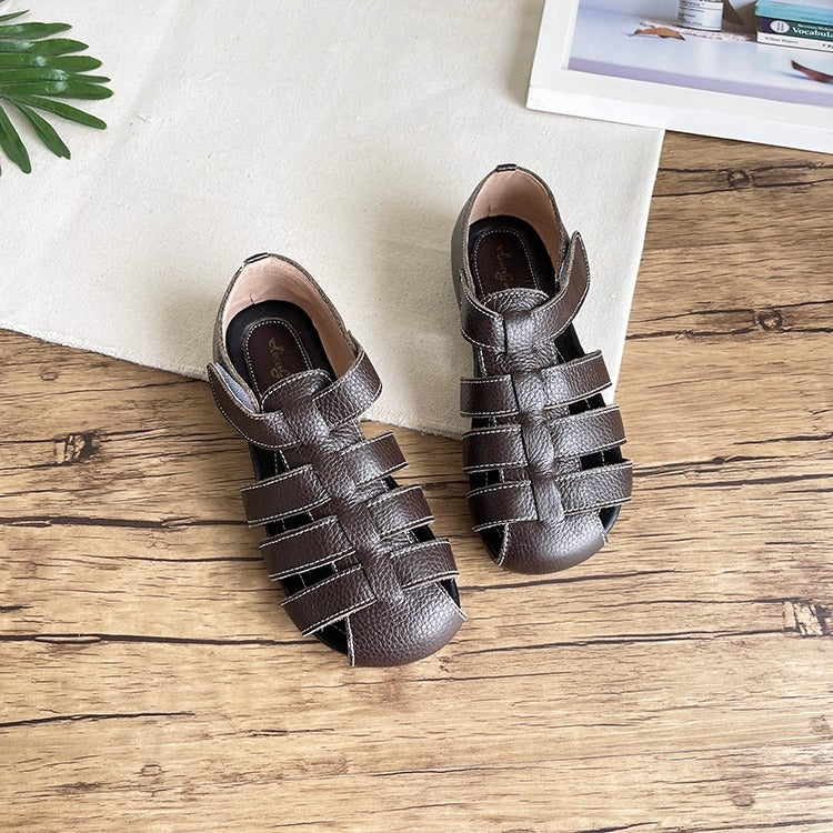Women's Soft Leather Closed-Toe Fisherman Sandals – Casual & Breathable