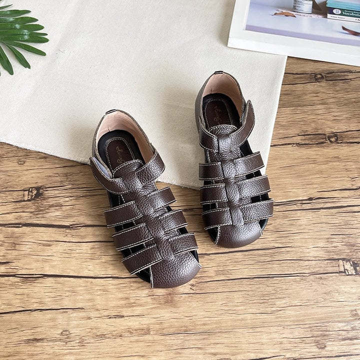 Women's Soft Leather Closed-Toe Fisherman Sandals – Casual & Breathable