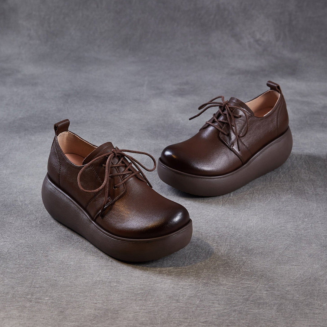 Women's Leather Platform Sneakers - Ultra-Lightweight EVA Sole