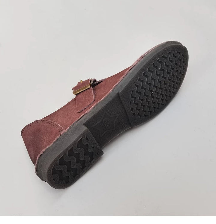 Women's Genuine Leather Loafers Extra Wide Toe Box Soft Sole Slip On Flat Shoes