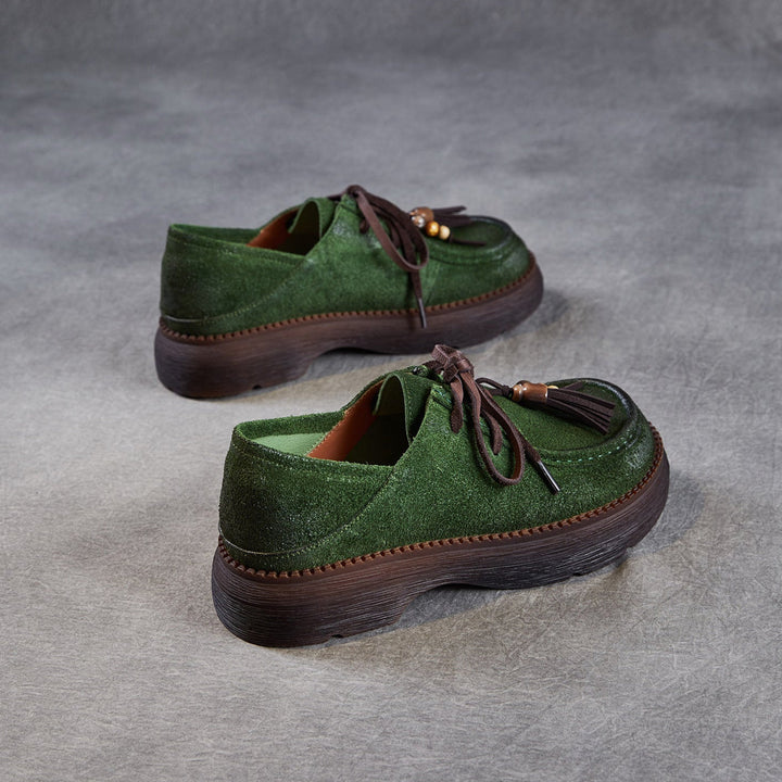 Women’s Suede Tassel Lace-Up Platform Shoes – Casual Everyday Style
