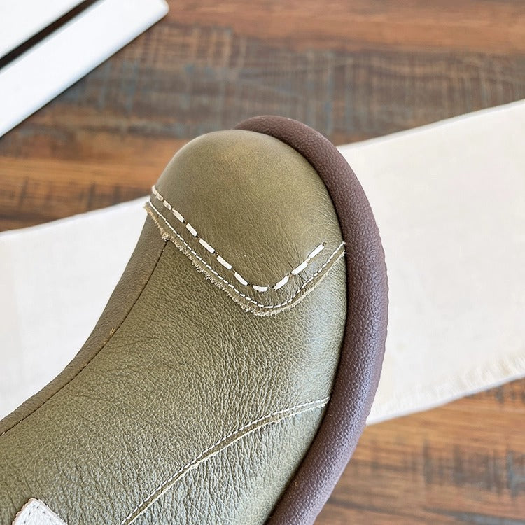 Women's Everyday Casual Ankle Boots – Patchwork Design with Side Zip