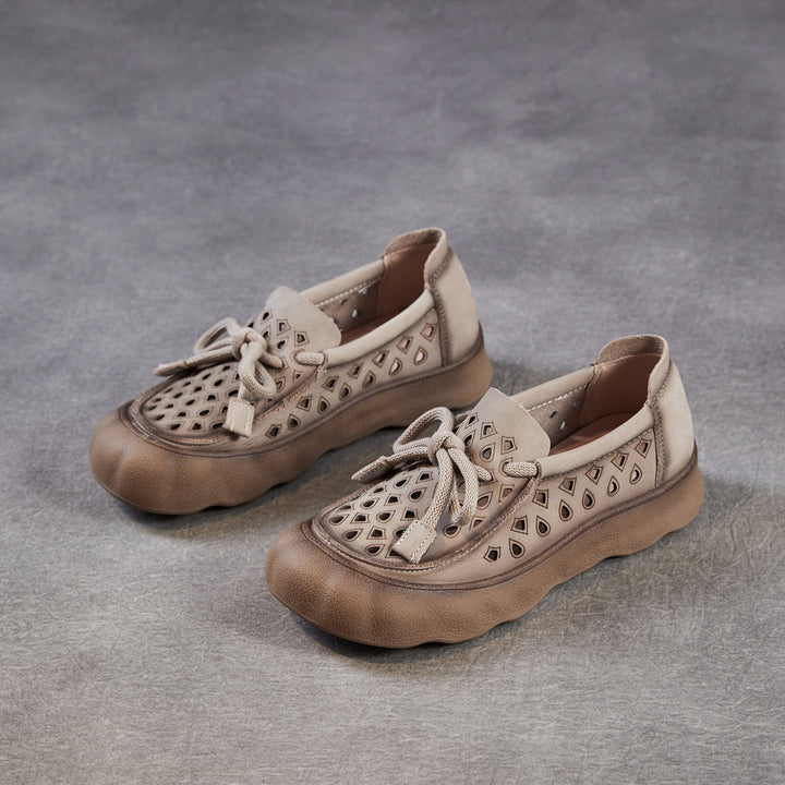Women's Leather Slip-on Flats — Summer Cutout Style