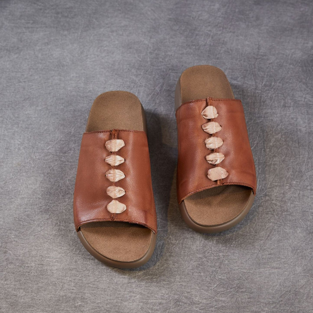 Women's Leather Open-Toe Bohemian-Style Slides & Mules