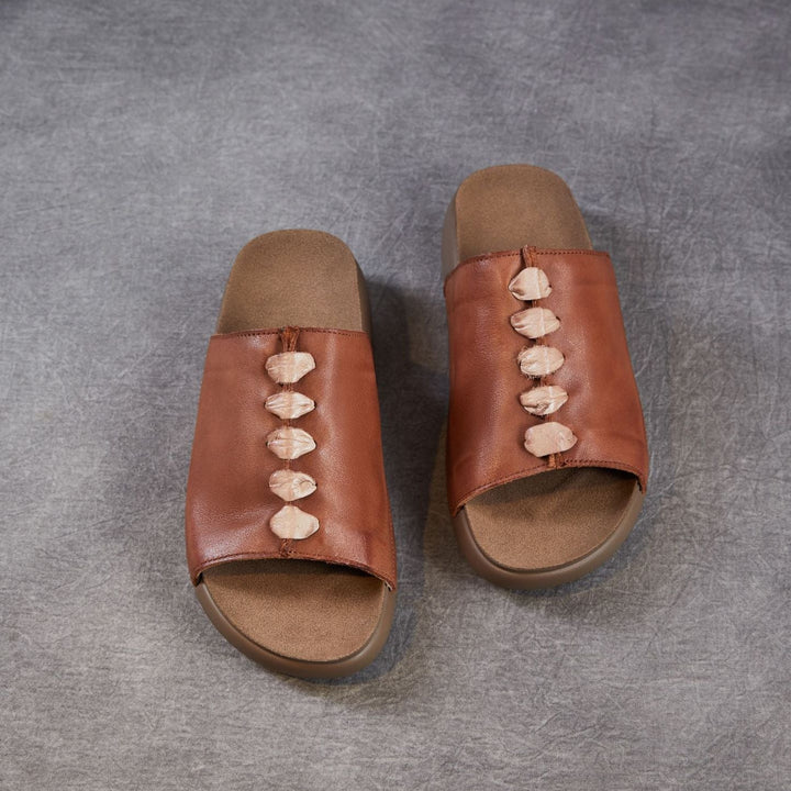 Women's Leather Open-Toe Bohemian-Style Slides & Mules