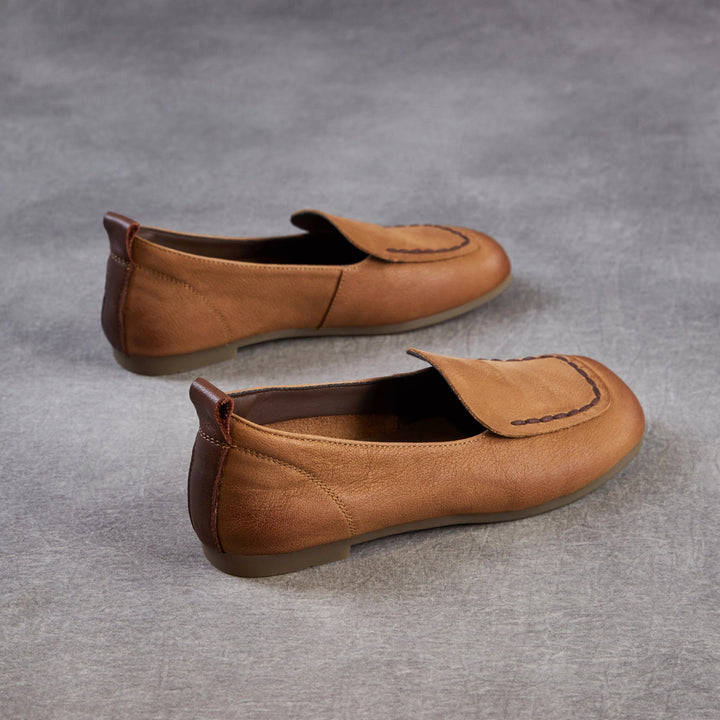 Women's Leather Soft-Sole Retro Casual Flats — Everyday Walking Shoes