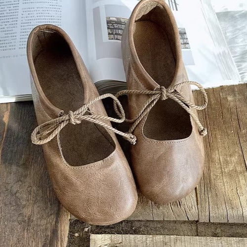 Women's Niche Literary Style Lace-Up Comfortable Non-Slip Flat Shoes