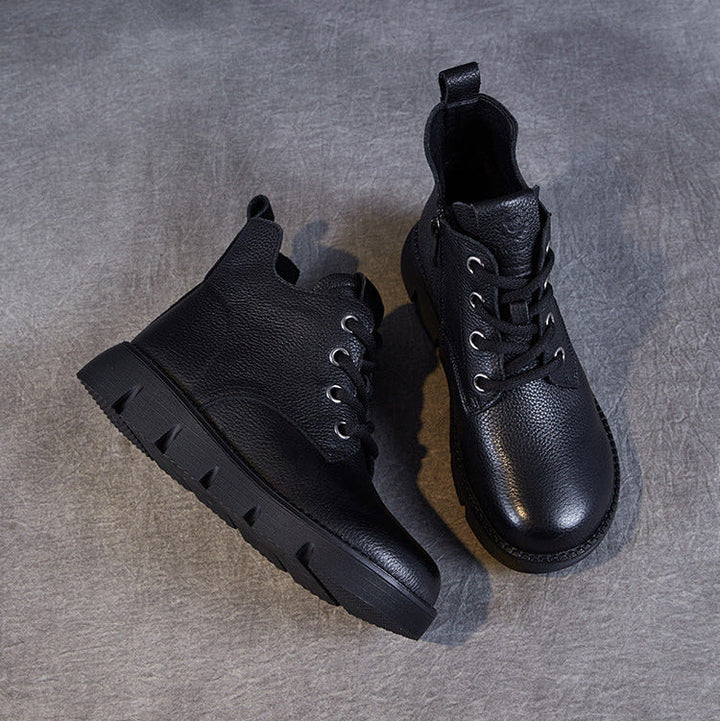 Women’s Handmade Leather Lace-Up Ankle Boots – Soft Sole Winter Shoes