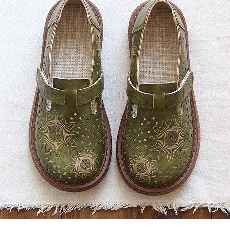 Vintage Openwork Petal Handmade Comfortable Mary Jane Shoes