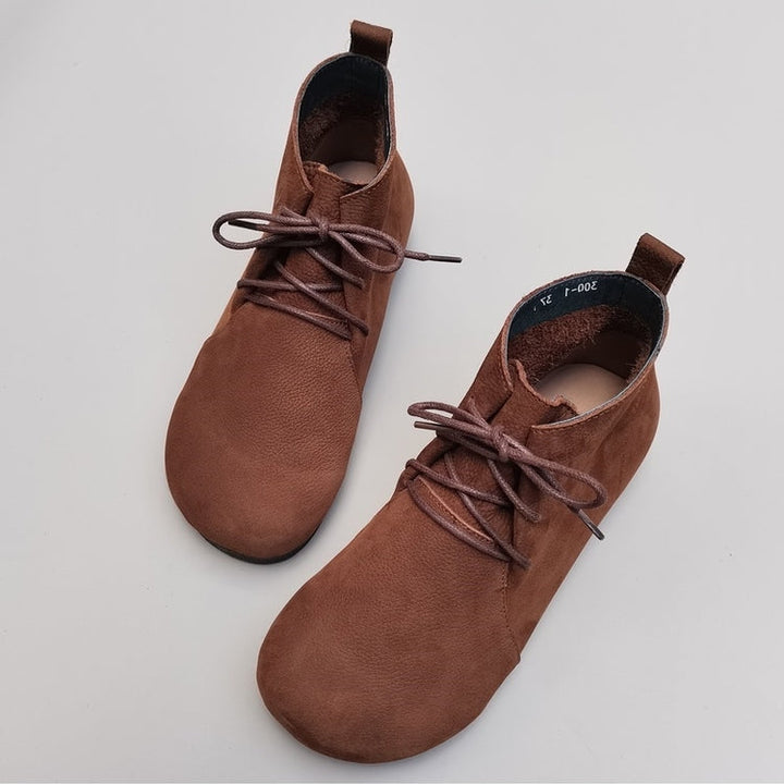 Genuine Leather Breathable Retro Flat Soft High Top Women's Boots