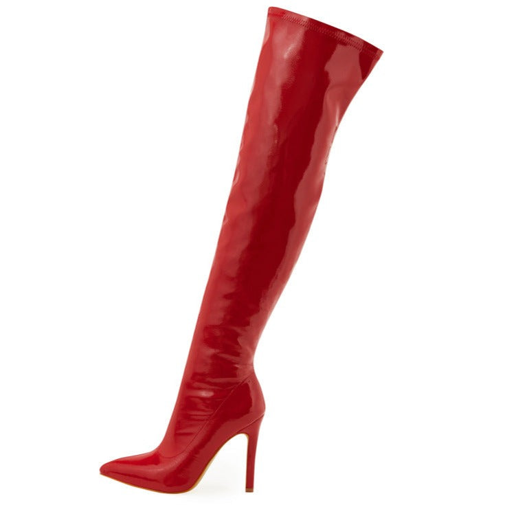 Women's Over The Knee Boots Stiletto High Heels Pointed Toe Side Zip Shoes