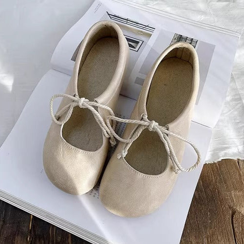 Women's Niche Literary Style Lace-Up Comfortable Non-Slip Flat Shoes