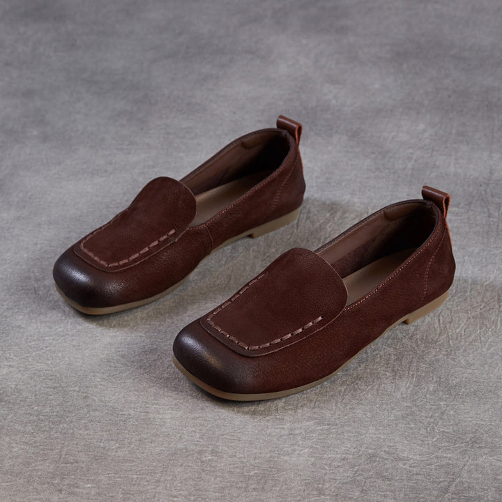 Women's Leather Soft-Sole Retro Casual Flats — Everyday Walking Shoes