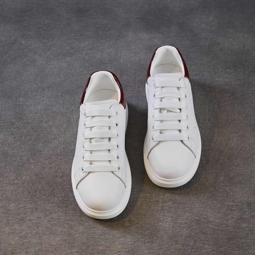 Women's Leather Casual Sneakers Spring Fall Round Toe Lace-up Platform Shoes
