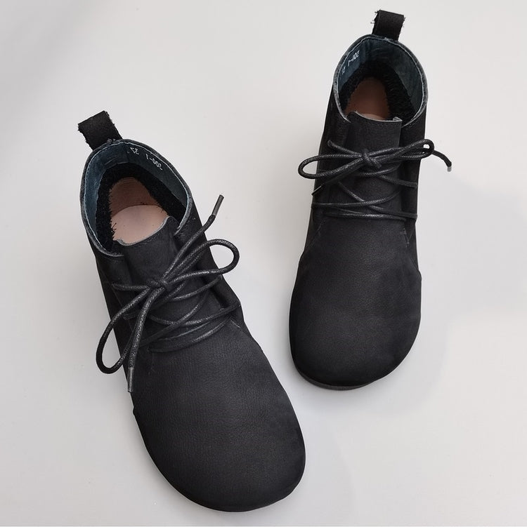 Genuine Leather Breathable Retro Flat Soft High Top Women's Boots