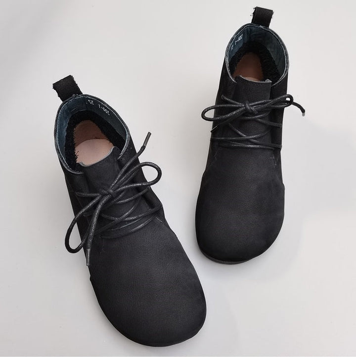 Genuine Leather Breathable Retro Flat Soft High Top Women's Boots