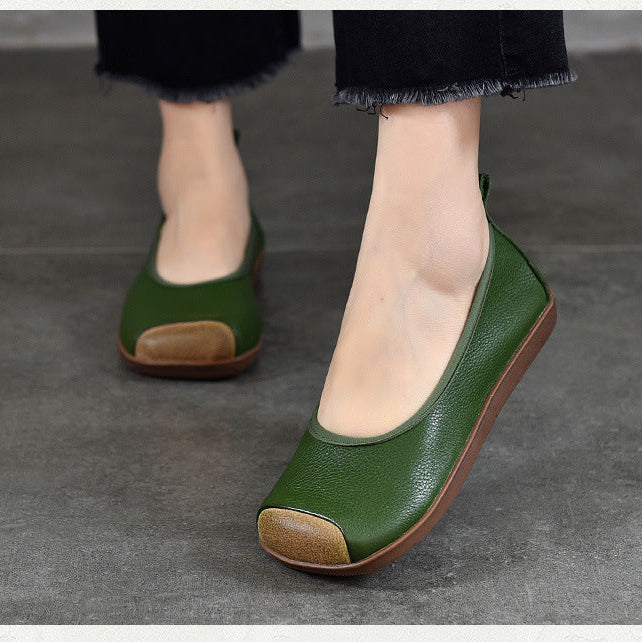 Comfortable Women's Slip-On Square-Toe Flats – Soft Casual Shoes