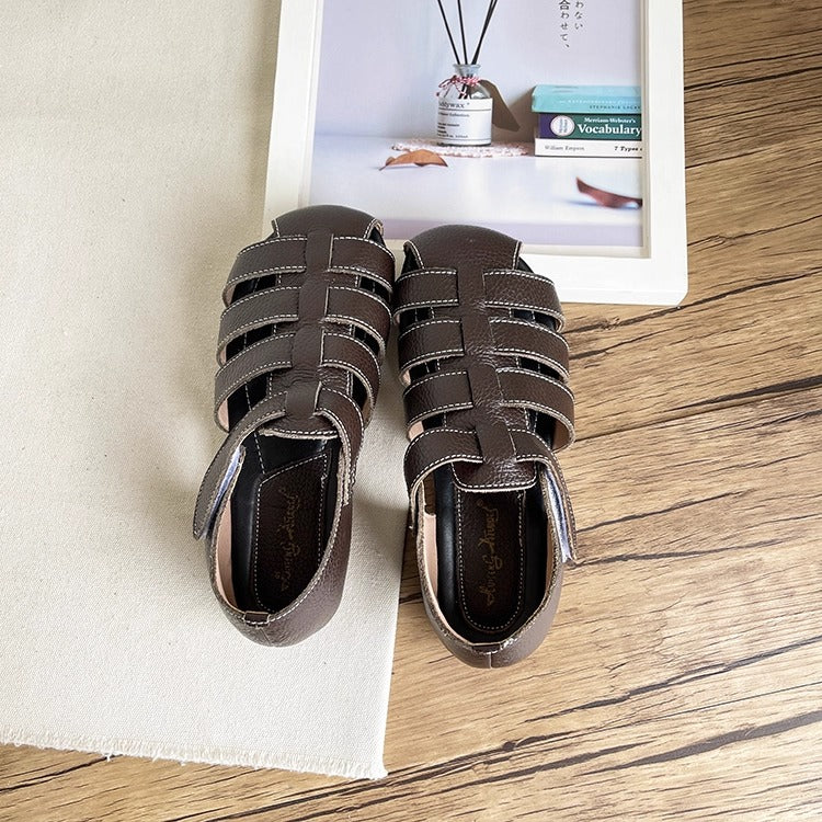 Women's Soft Leather Closed-Toe Fisherman Sandals – Casual & Breathable