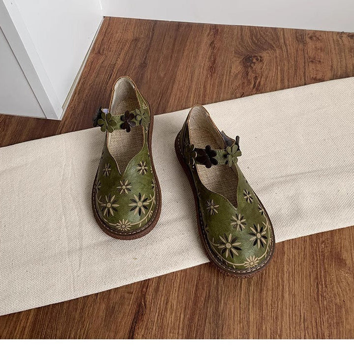 Women's Summer Breathable Flower Hollow Out Flat Literary Style Sandals