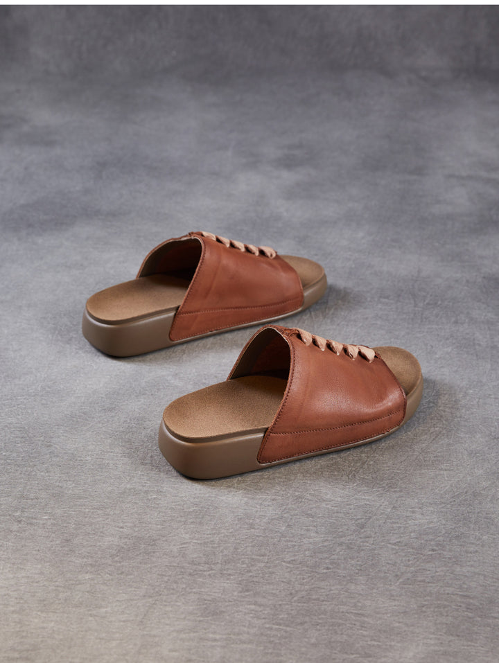 Women's Leather Open-Toe Bohemian-Style Slides & Mules