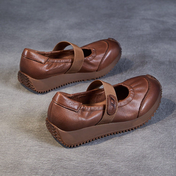 Women's Elastic Comfort Loafers - Genuine Leather Flat with Soft Sole
