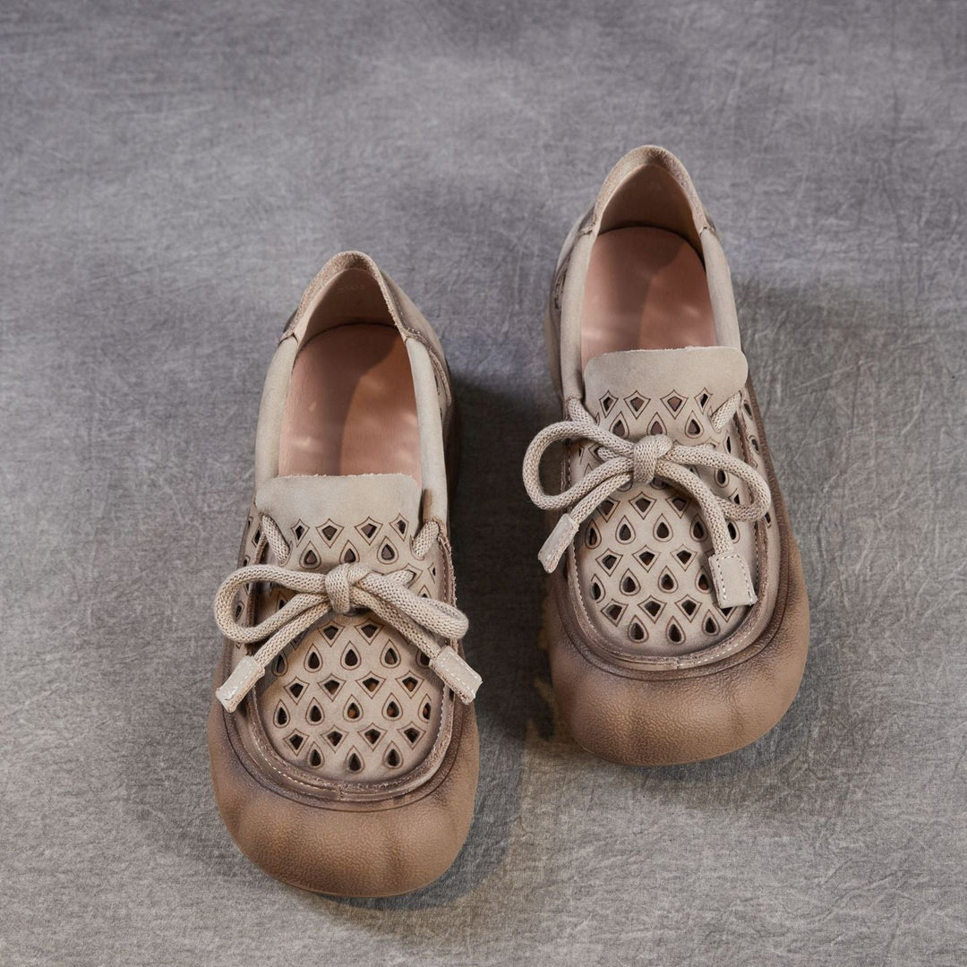 Women's Leather Slip-on Flats — Summer Cutout Style