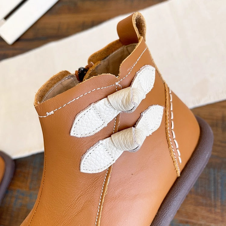 Women's Everyday Casual Ankle Boots – Patchwork Design with Side Zip