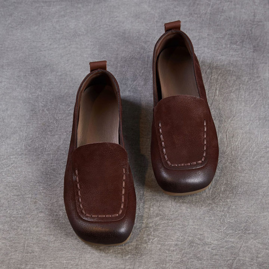 Women's Leather Soft-Sole Retro Casual Flats — Everyday Walking Shoes