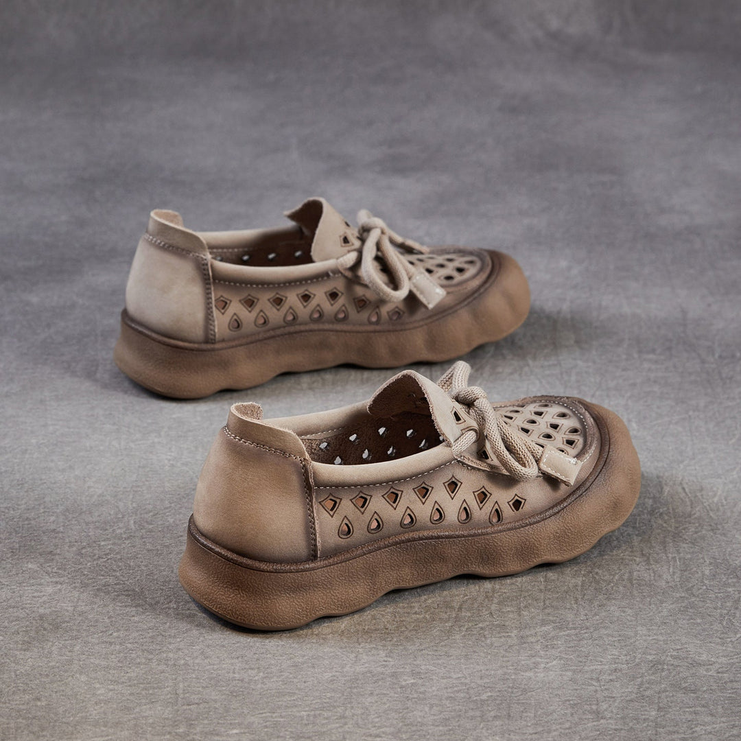 Women's Leather Slip-on Flats — Summer Cutout Style