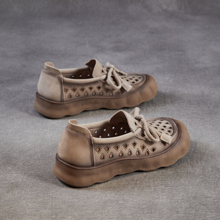 Women's Leather Slip-on Flats — Summer Cutout Style