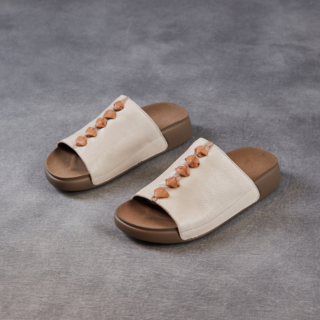 Women's Leather Open-Toe Bohemian-Style Slides & Mules