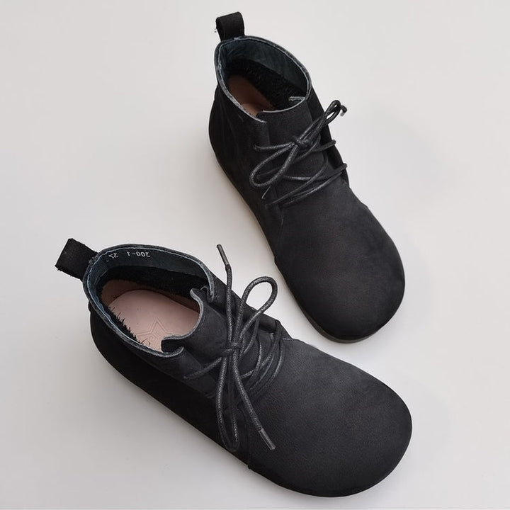 Genuine Leather Breathable Retro Flat Soft High Top Women's Boots